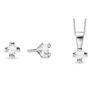 Mary 14 kt hvidguld smykkesæt med i alt 0,75 ct labgrown diamanter Wesselton VS
